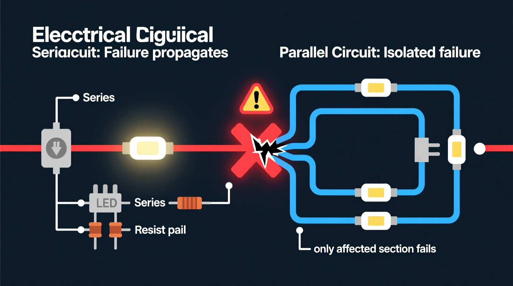 why does half my light strand go out troubleshooting series vs parallel circuits