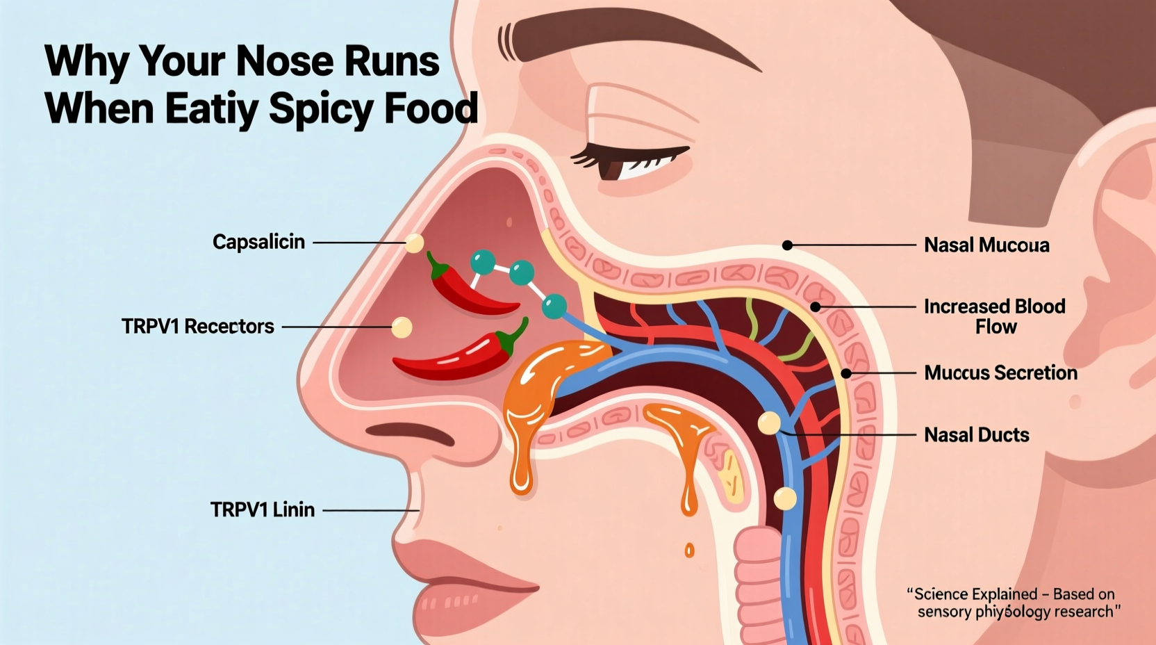 why does my nose run only when eating spicy food science explained