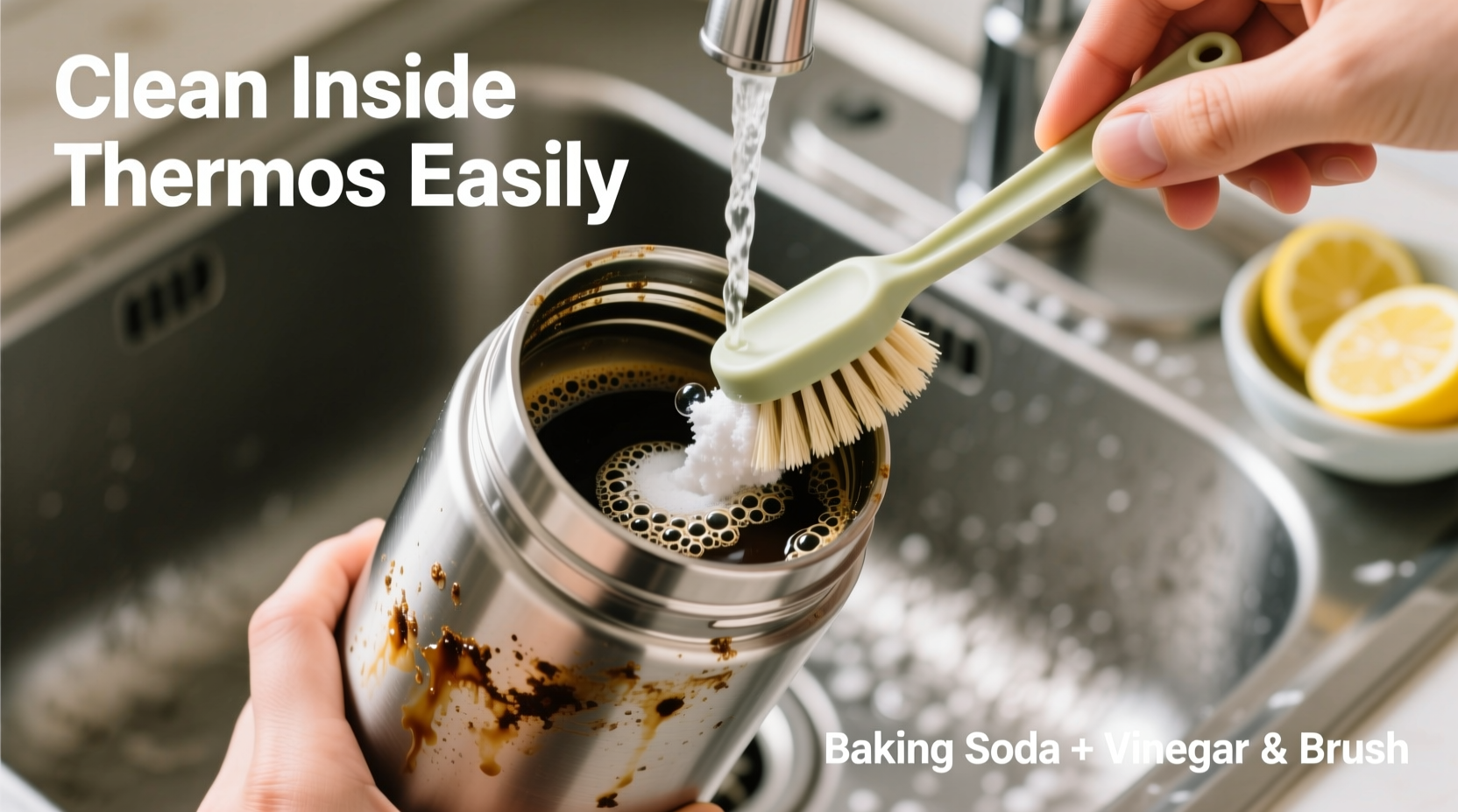 how to clean inside a thermos with stubborn stains easily