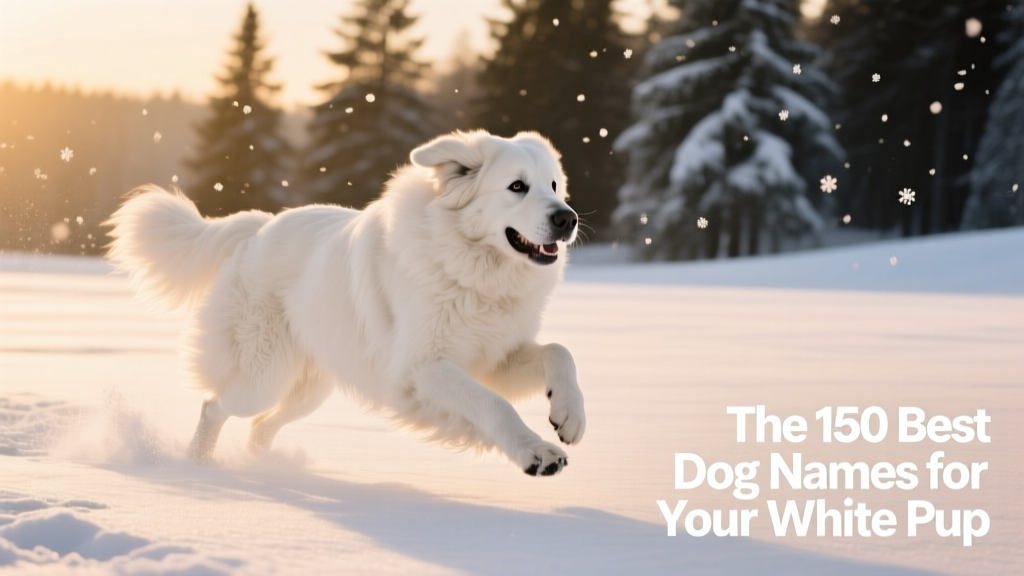 white great pyrenees running through snow