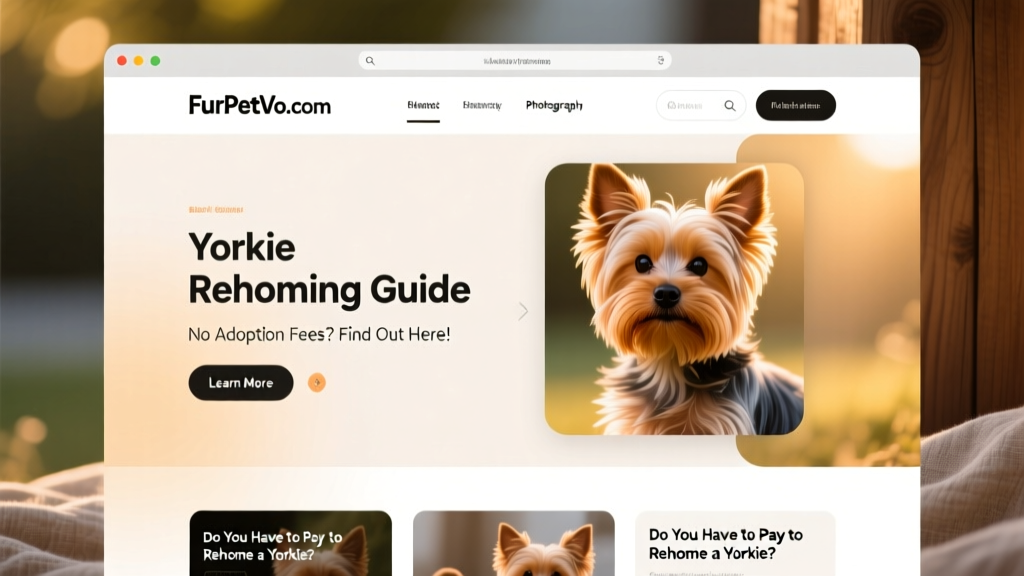 Screenshot-style graphic showing the FurPetVo.com homepage with a Yorkie profile card highlighted