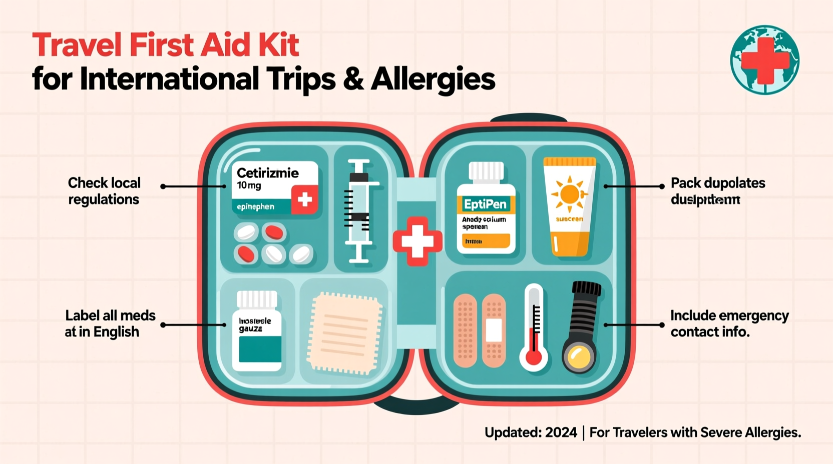 how to build a travel first aid kit tailored for international trips and allergies