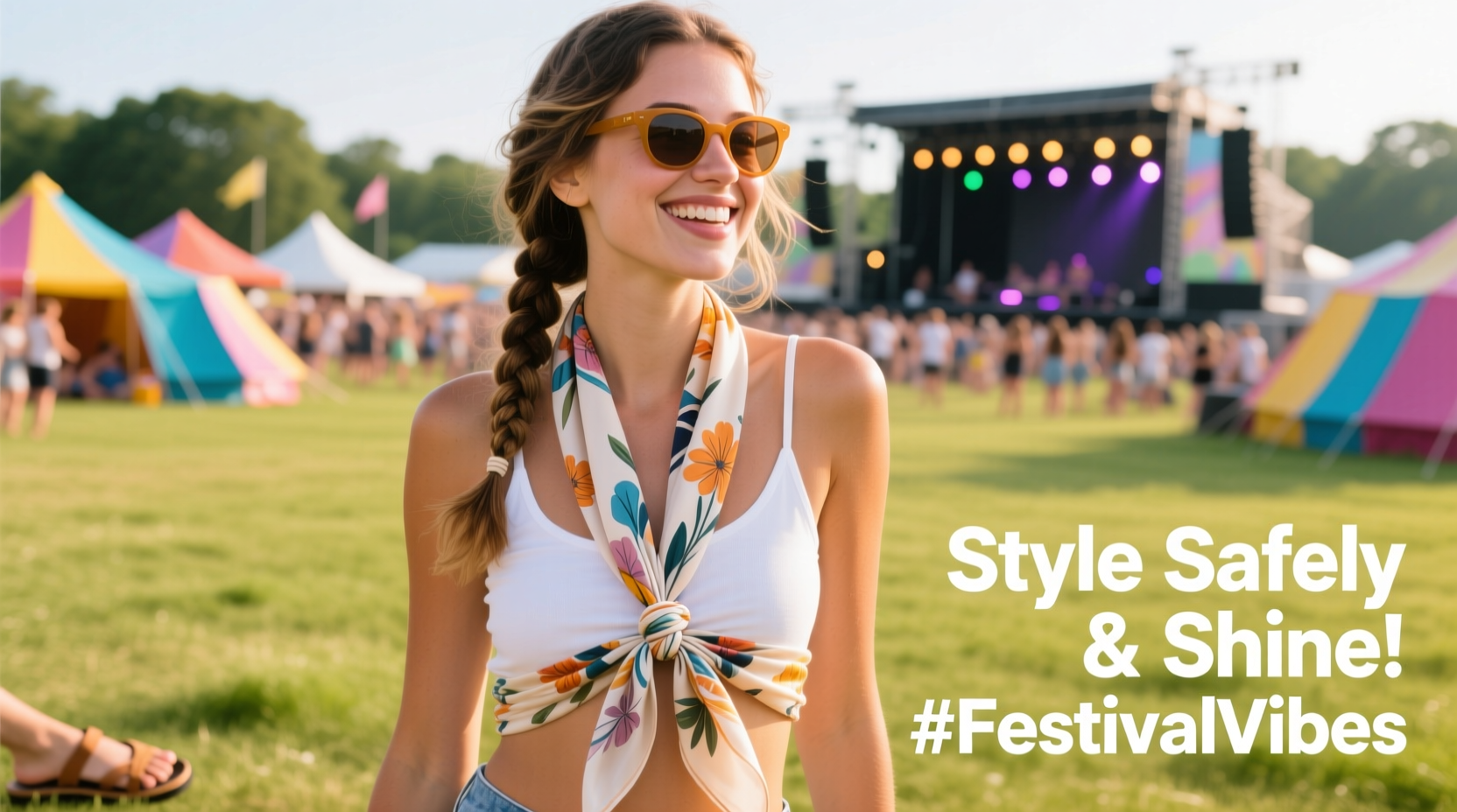 how to style a scarf as a top for summer festivals safely