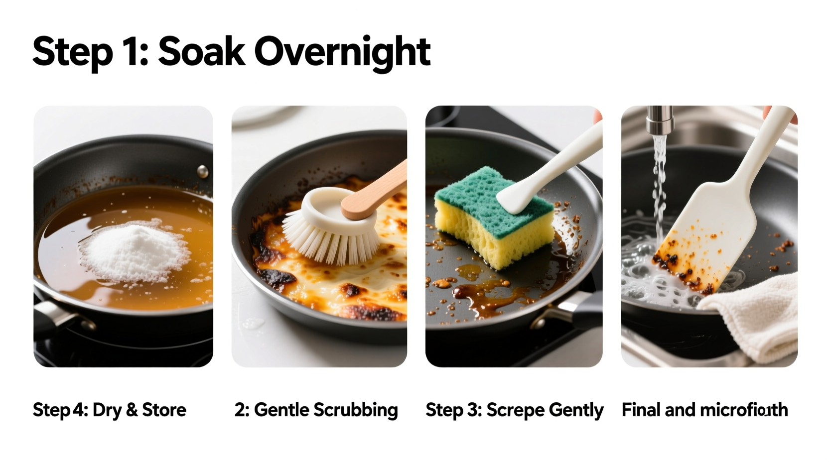 how to get baked on food off pans