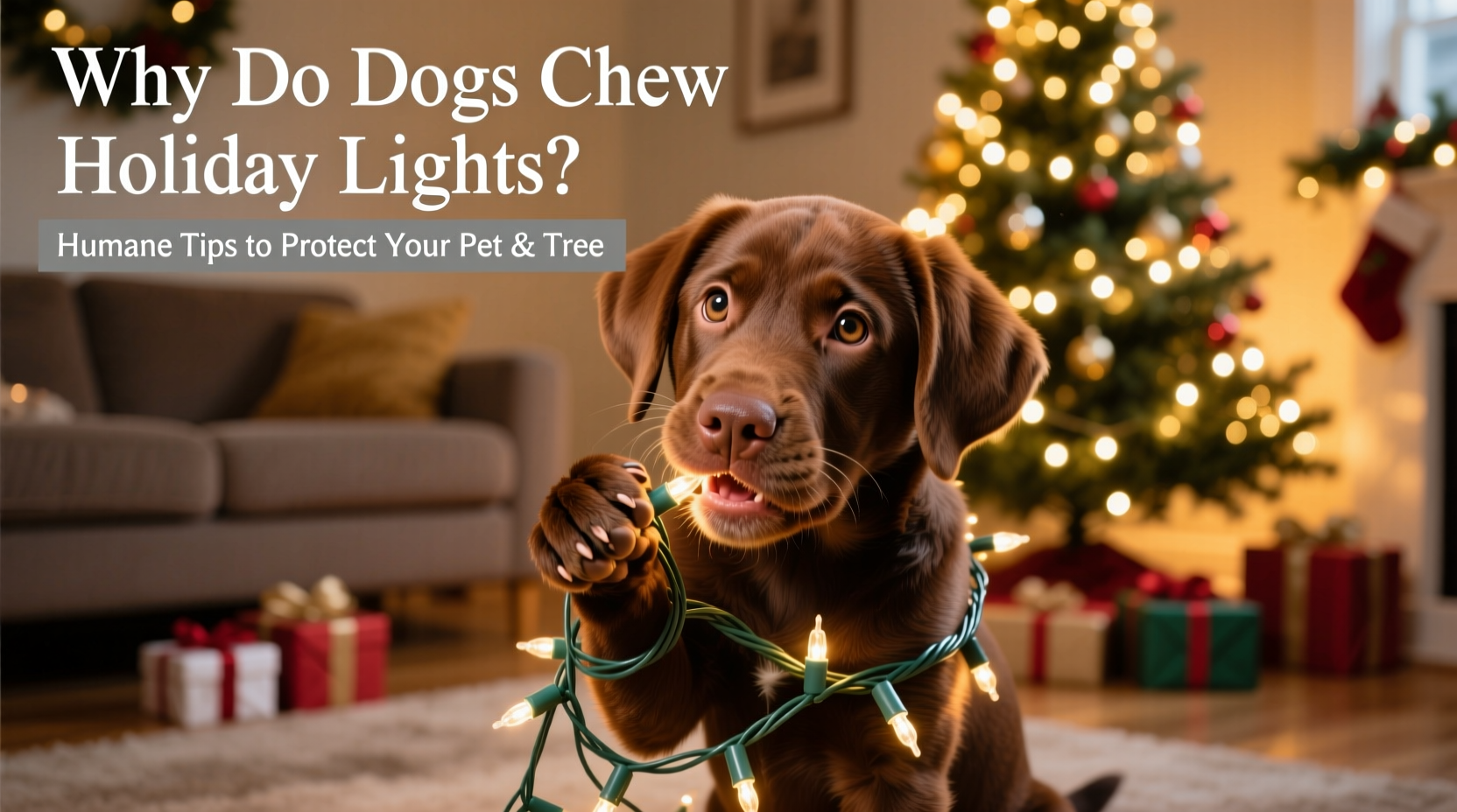 why does my dog chew on christmas lights and how to stop it humanely