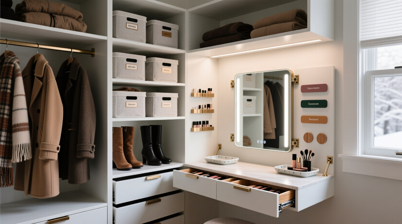 closet organization tips dual purpose makeup vanity
