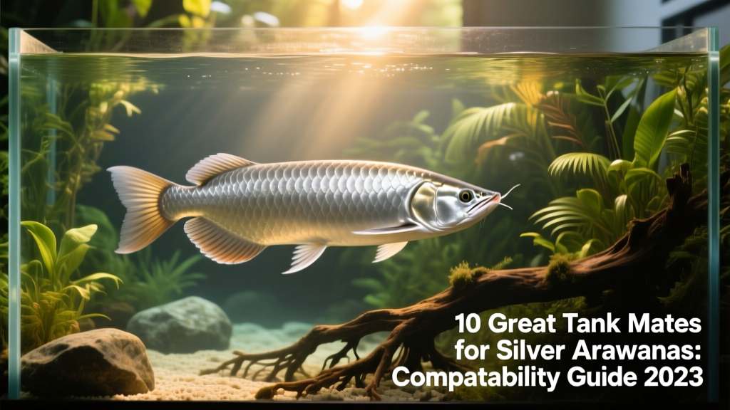 Silver Arowana swimming gracefully in a well-planted, spacious aquarium