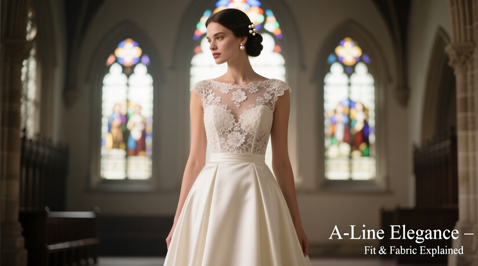 a line wedding dress with lace