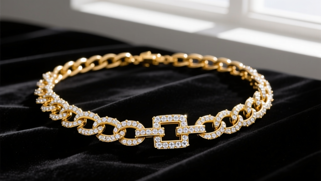 Heavy 18k yellow gold Dez Machado necklace with an iced-out box clasp and VVS diamond Cuban links on black velvet.