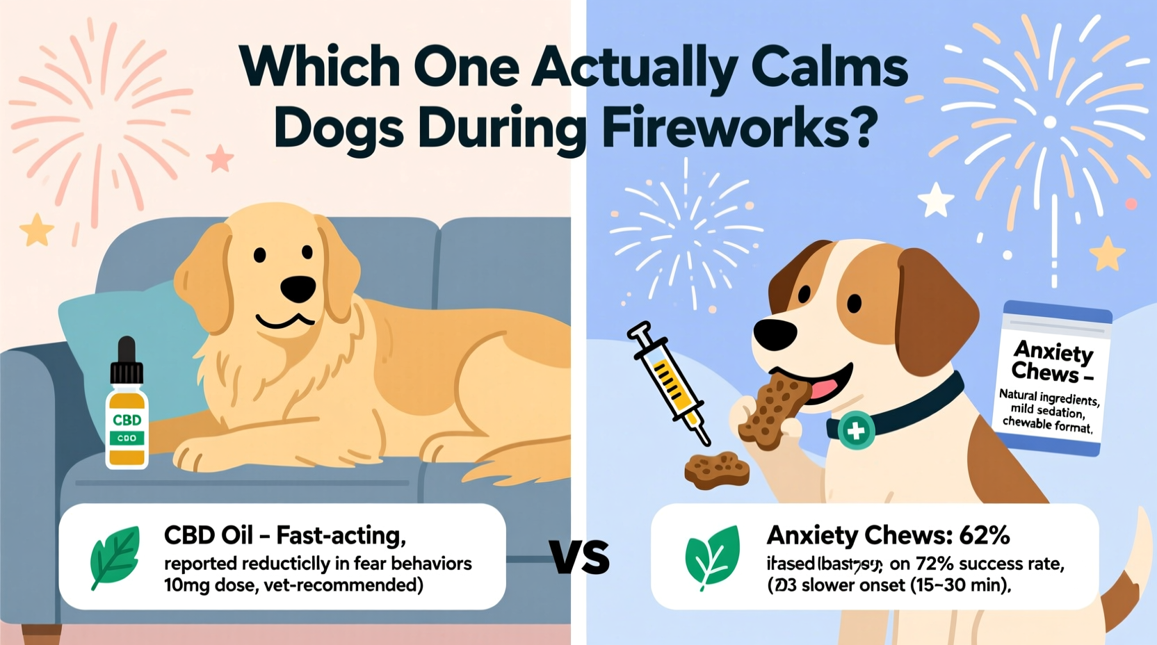 cbd oil for dogs vs anxiety chews which one actually calms down fireworks fear