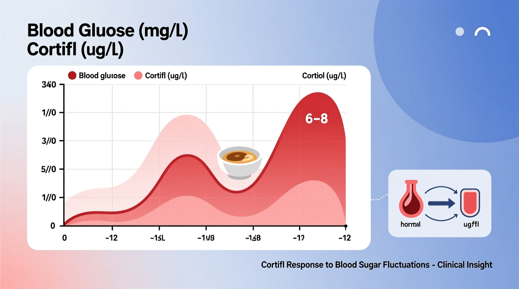 Blood sugar levels chart showing cortisol response
