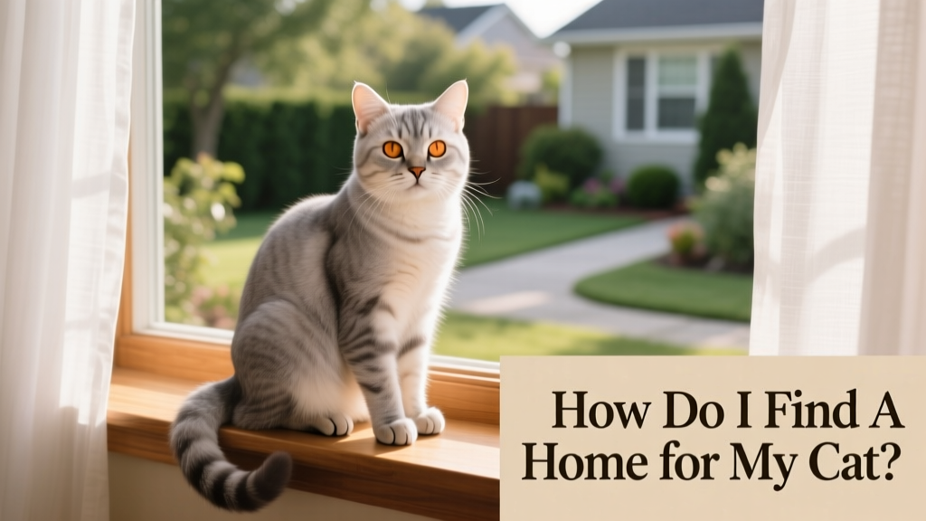 A calm, well-groomed domestic cat sitting on a sunlit windowsill, looking gently at the camera