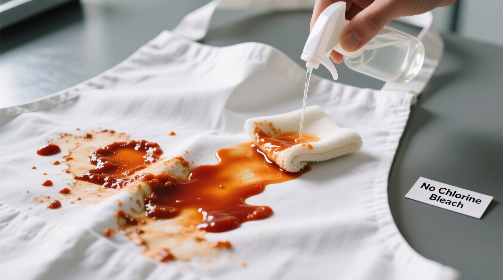 how to remove dried hot sauce stains from white aprons