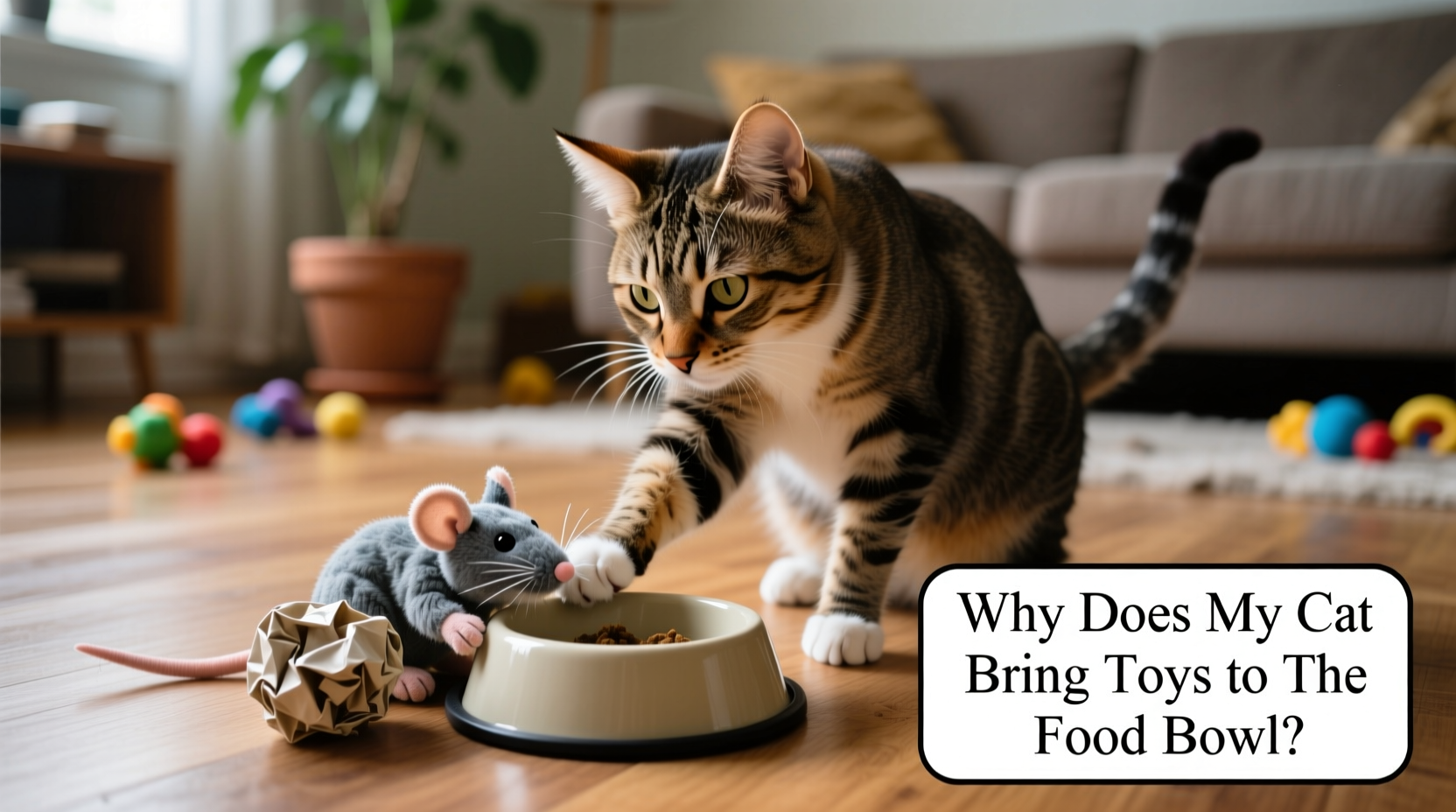 why does my cat bring toys to the food bowl behavioral insights