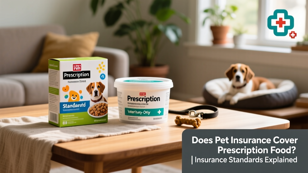 Side-by-side comparison of standard pet food vs. prescription veterinary diet packaging, with clear labeling and vet logo