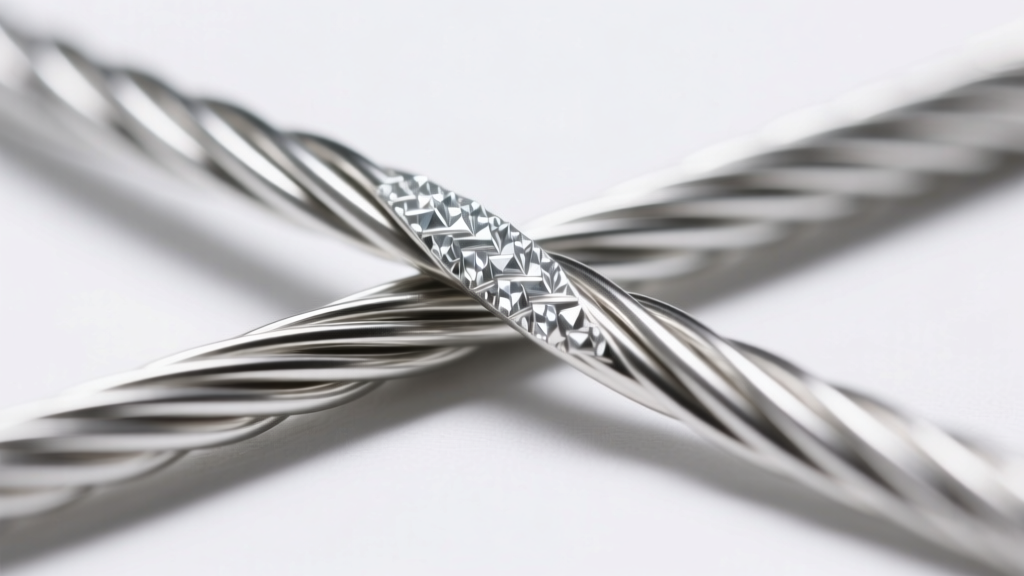 Macro shot of 20-gauge stainless memory wire cross-section, revealing the bright unoxidized metal core under soft studio lighting.