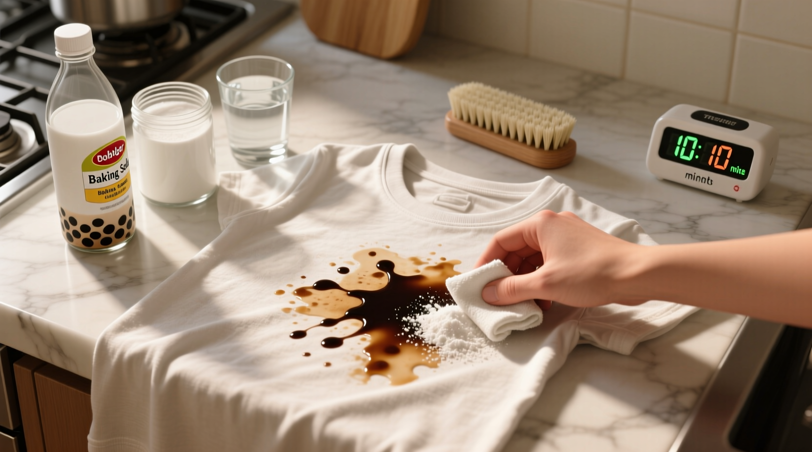 how to remove dried bubble tea stains from cotton tees