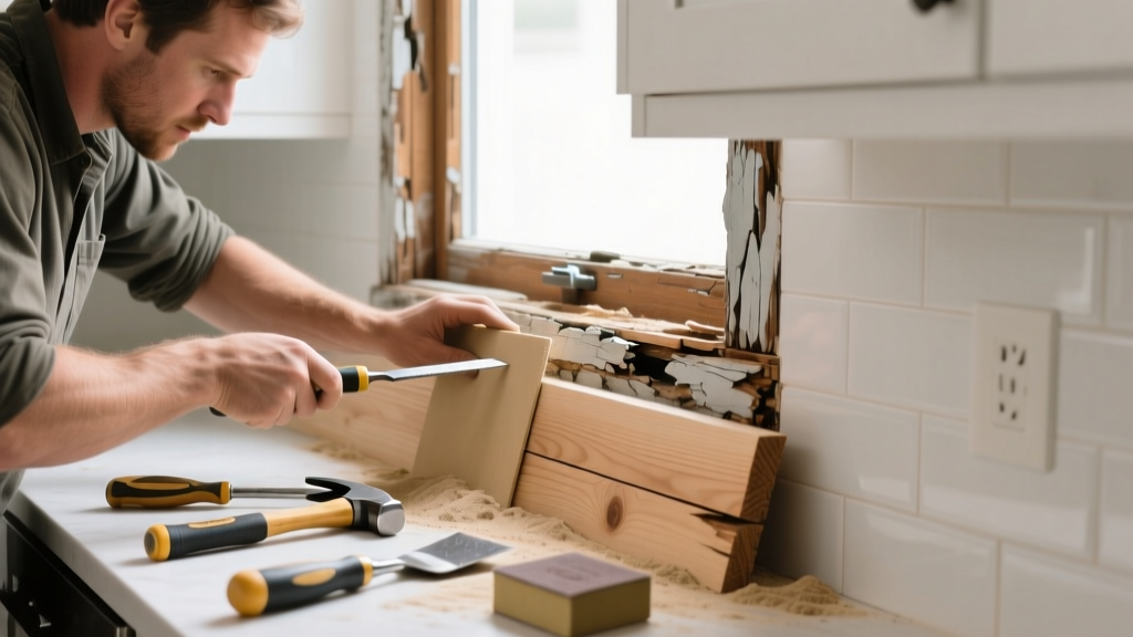 Fixing Rotting Window Frames in the Kitchen