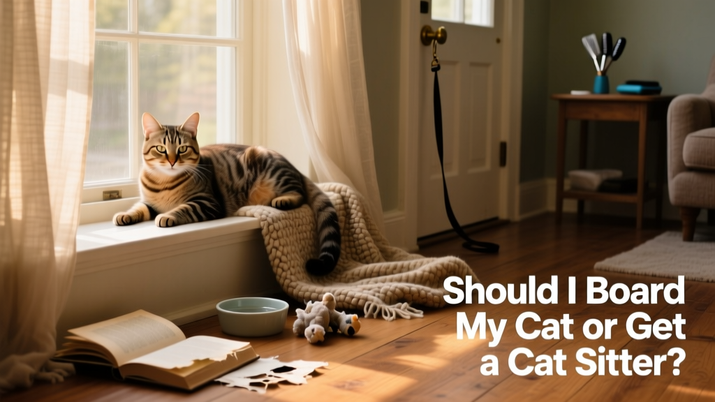 A calm cat resting comfortably in its familiar living room at home