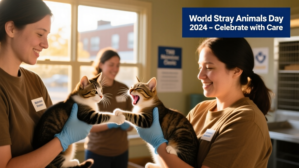 Volunteers gently handling friendly stray cats during a community TNR (Trap-Neuter-Return) clinic