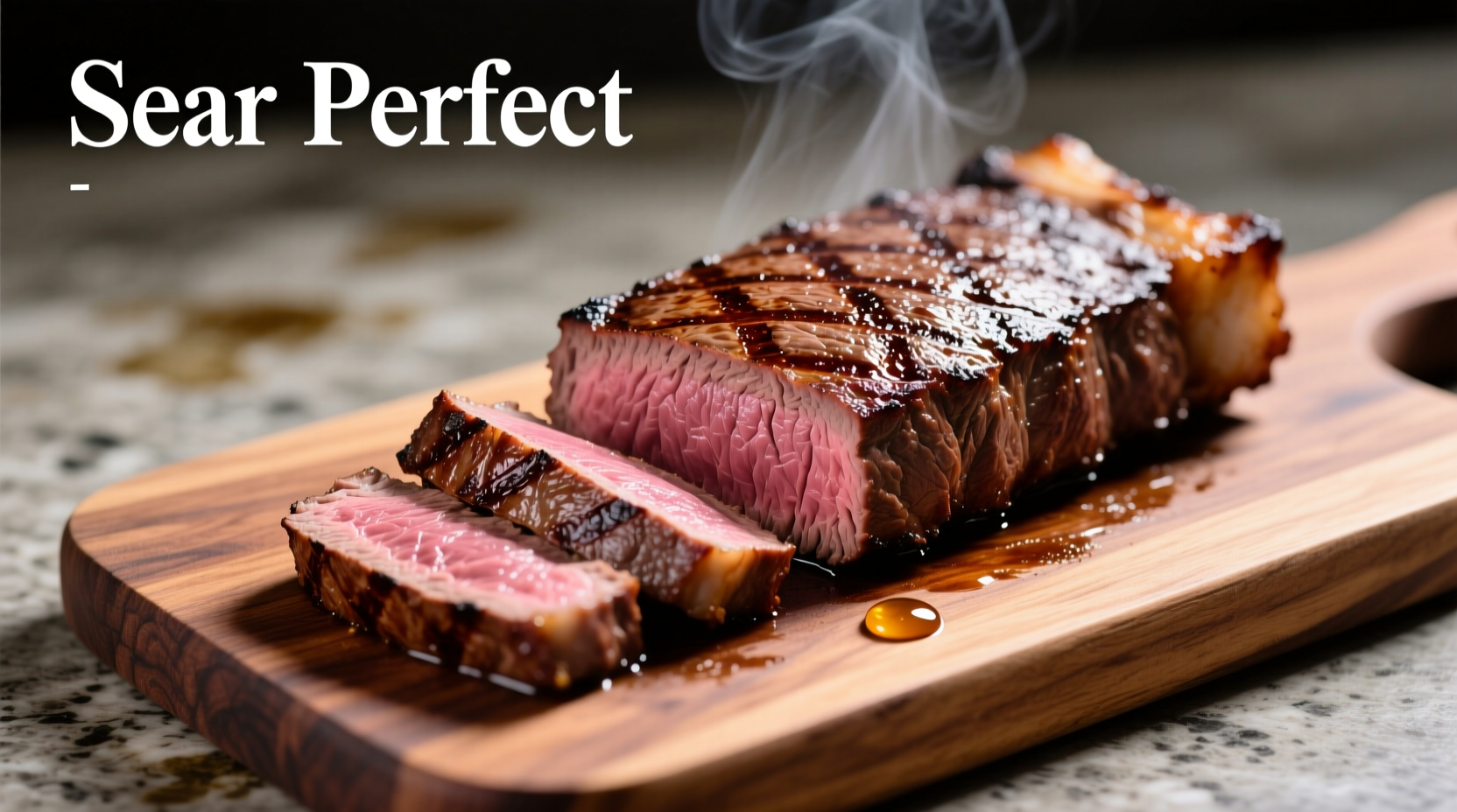 Perfectly seared beef tenderloin on cutting board
