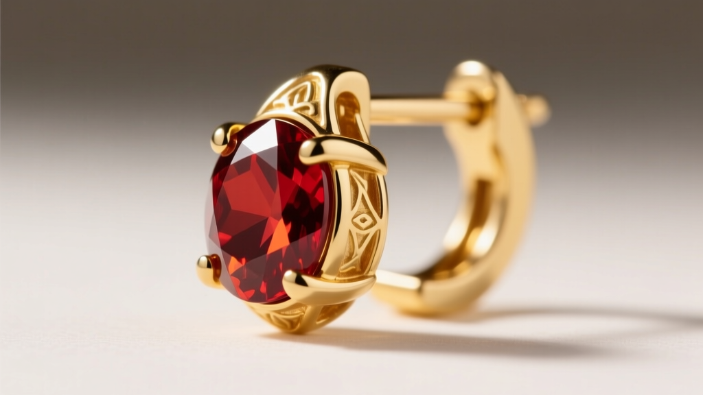 Macro shot of a 20-gauge 14k yellow gold leverback earring clasp securing a bezel-set carnelian gemstone, highlighting metalwork