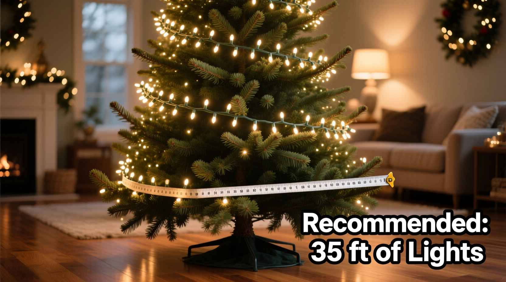 how many feet of lights for christmas tree