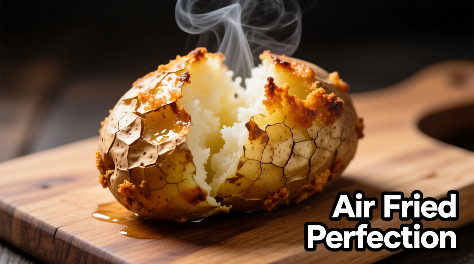 Perfectly cooked air fried baked potato with crispy skin