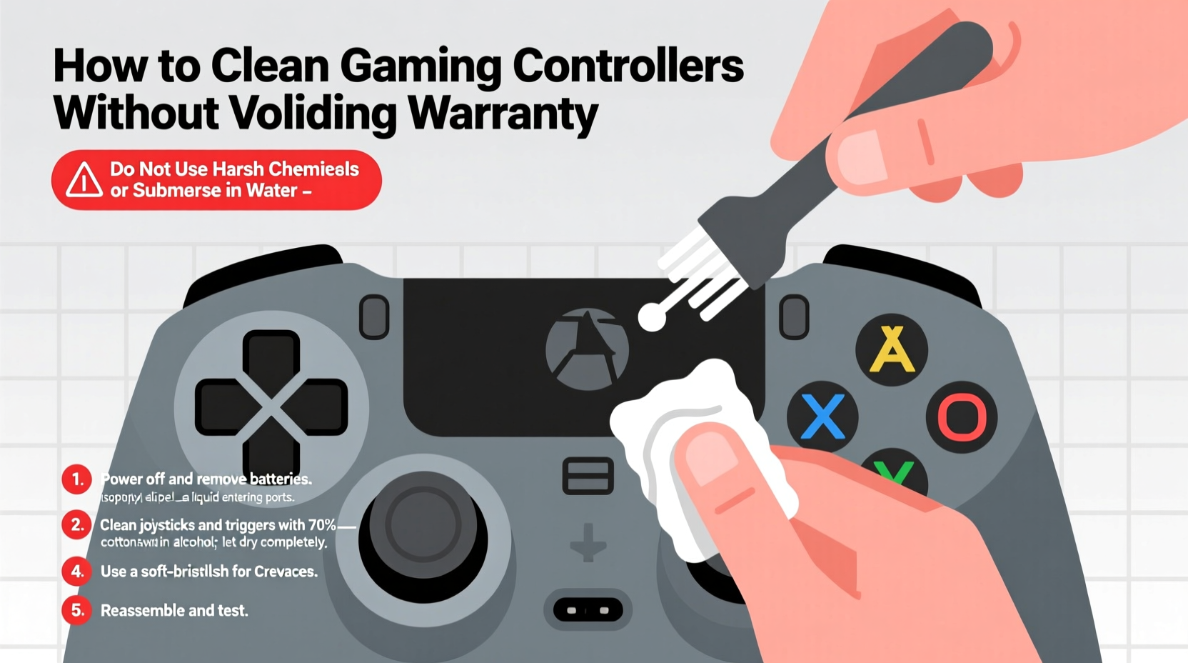 how to clean gaming controllers without voiding the warranty