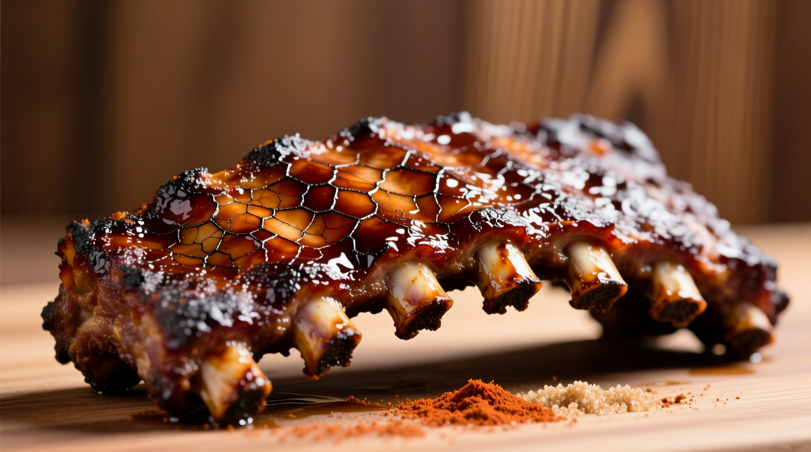 Perfectly cooked spare ribs with caramelized bark