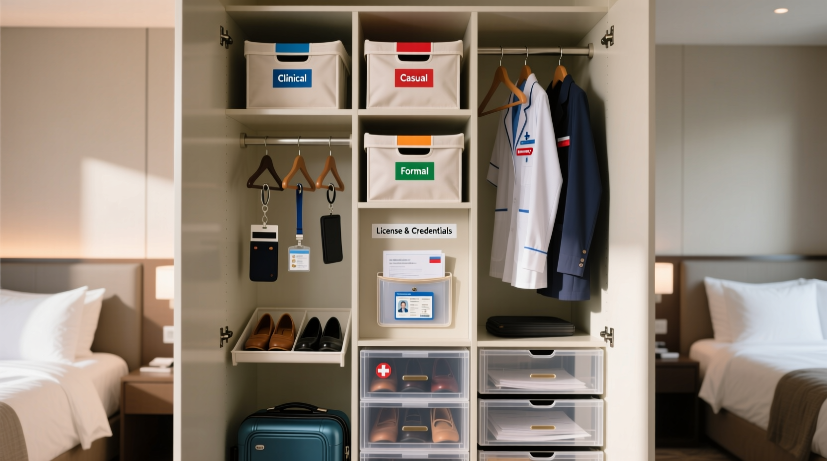 closet organization tips for travel nurses