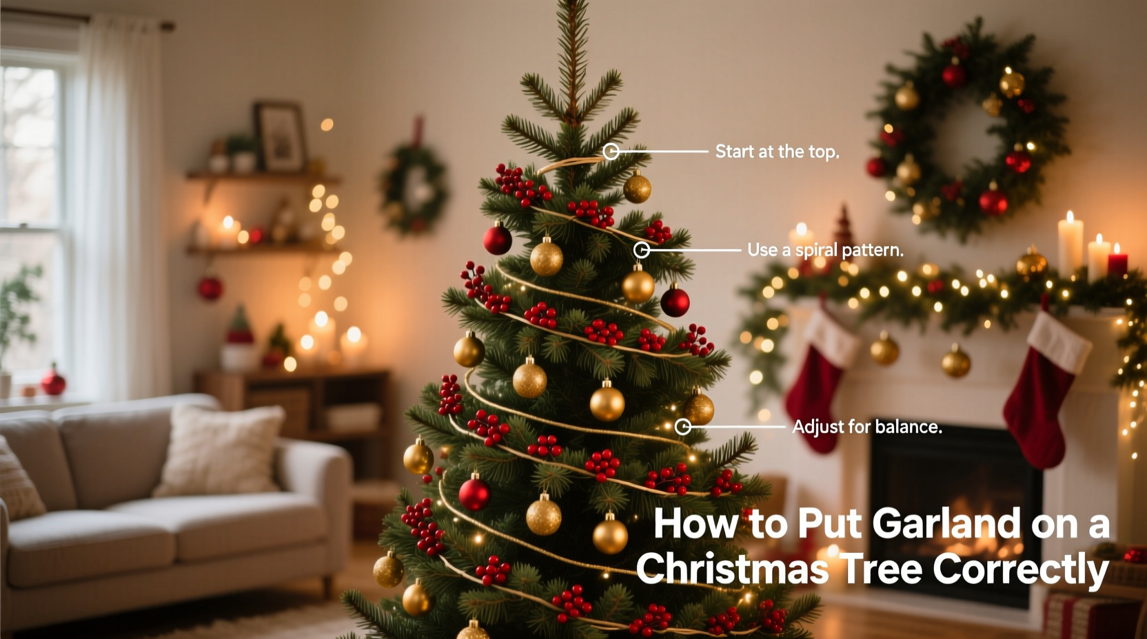 how do i put garland on a christmas tree