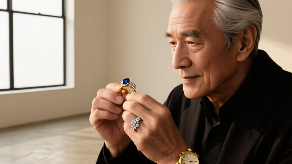 Close-up of a jeweler's loupe inspecting prong settings of a cubic zirconia huggie earring under bright workshop lighting.