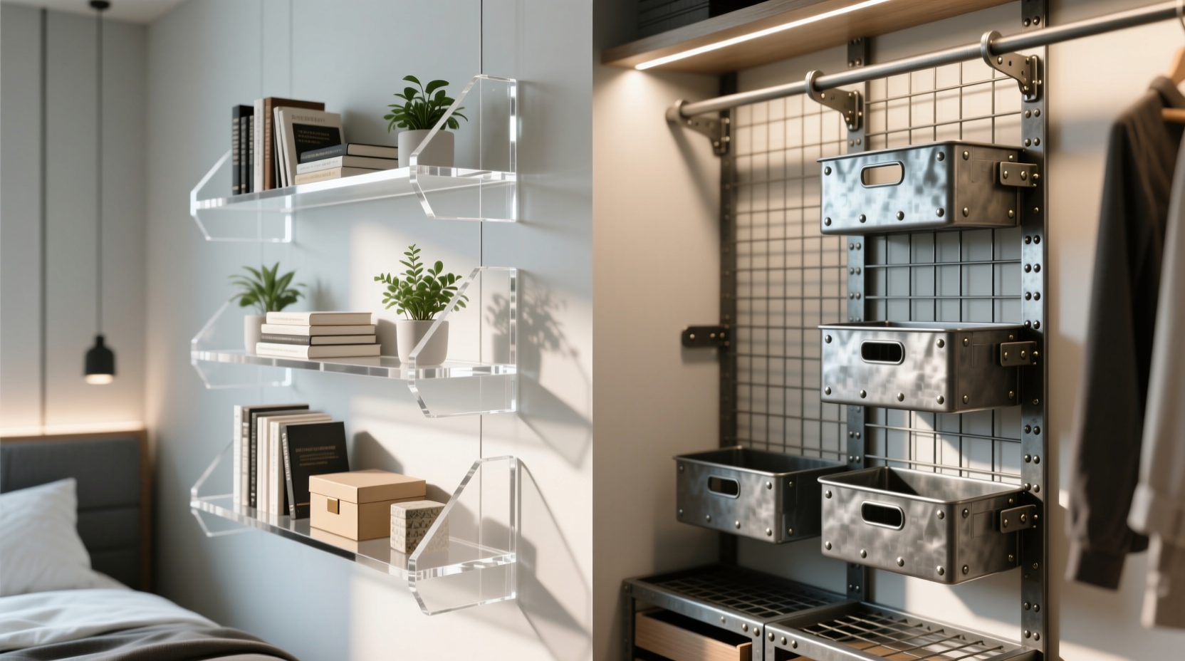 closet organization tips acrylic vs metal grid panels