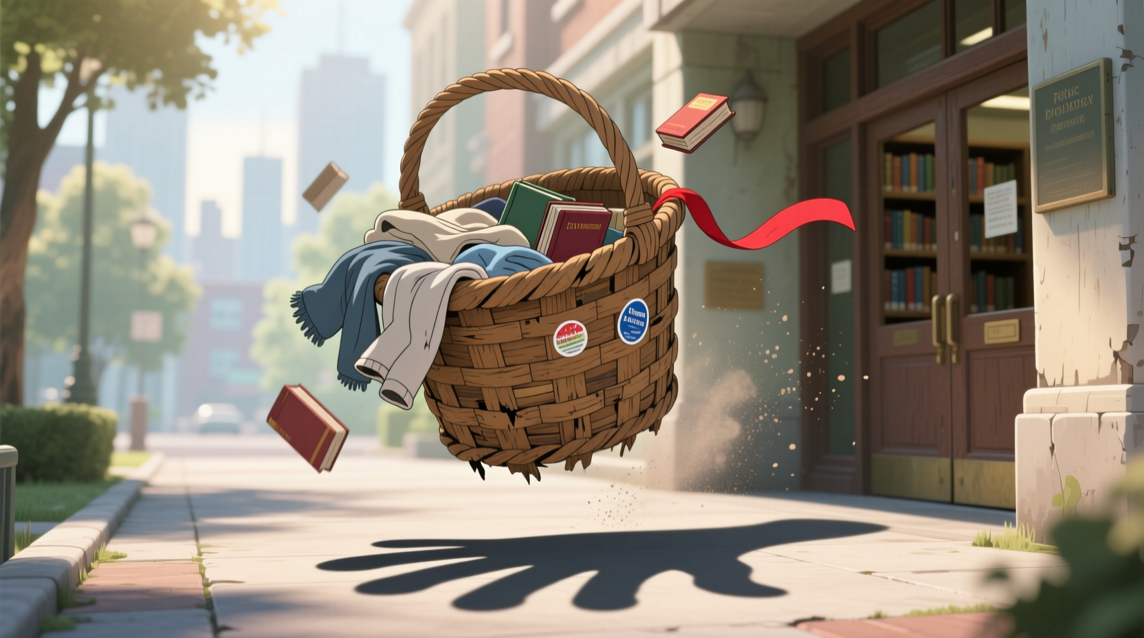use a laundry basket to avoid library fees
