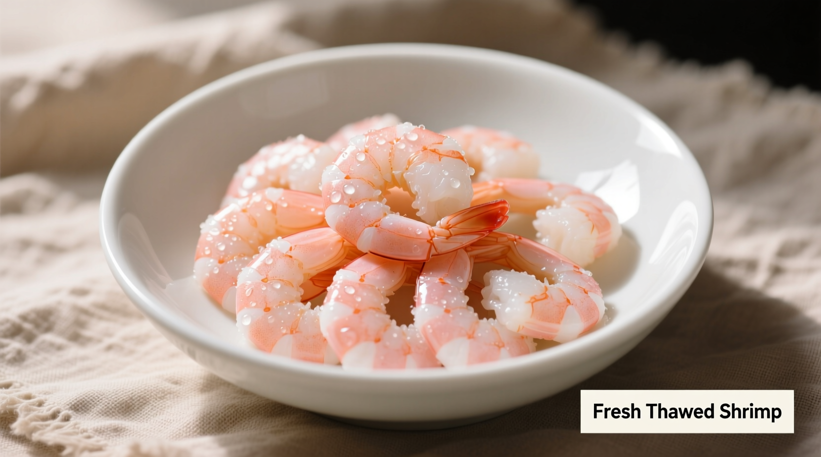 Perfectly prepared thawed shrimp in bowl