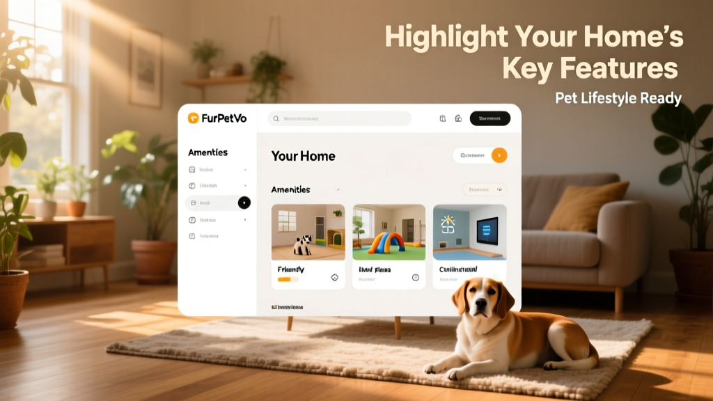 Screenshot of the FurPetVo member dashboard showing the 'Your Home' section with the Amenities toggle expanded