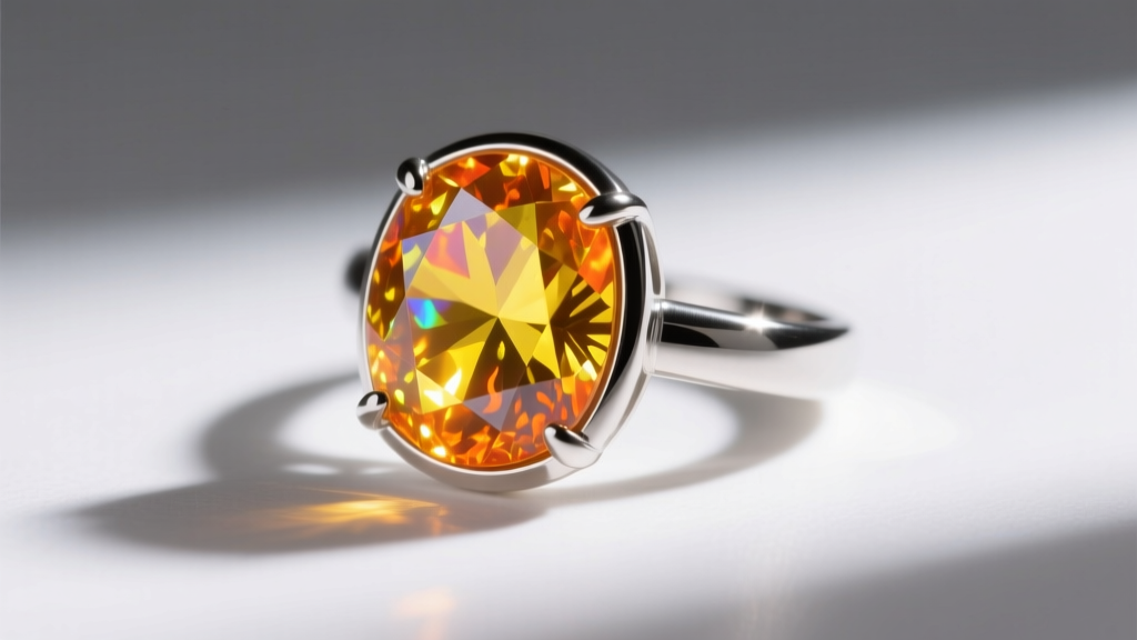 Mexican fire opal set in a modern .925 silver bezel ring, catching natural light to reveal bright yellow and orange flashes.