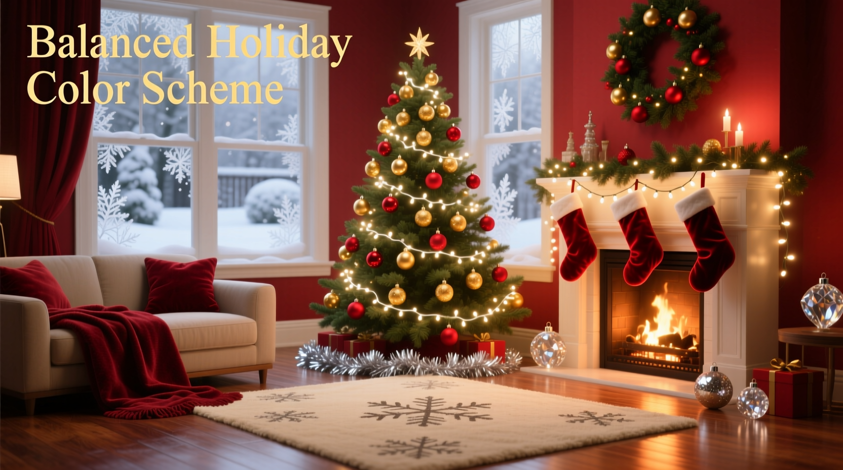 how to create a balanced color scheme with christmas lights and decor