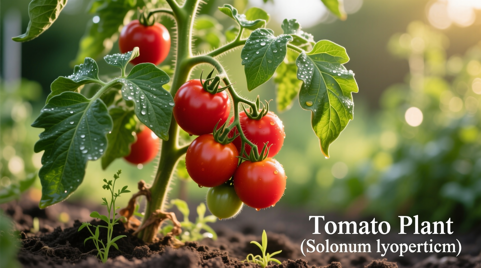 Tomato plant showing fruit and leaves