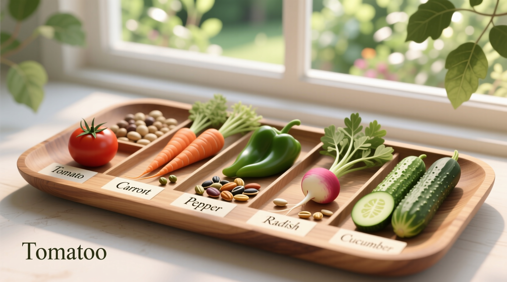 Vegetable seeds arranged by type for planting