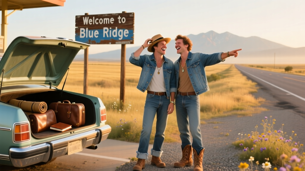 Auston and David from two bad tourists posing for a photo