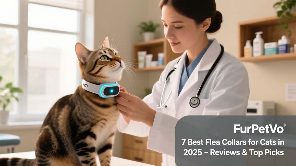 Veterinarian examining a cat’s neck area while gently adjusting a FurPetVo collar
