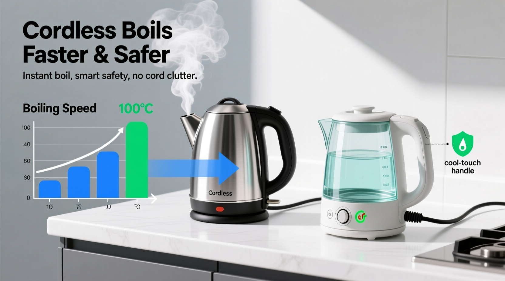 cordless vs corded electric kettles which boils faster and safer
