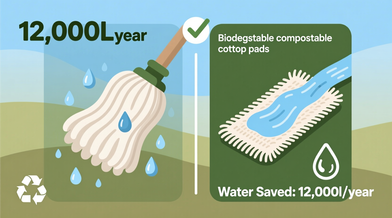 compostable vs cotton mop pads which saves more water