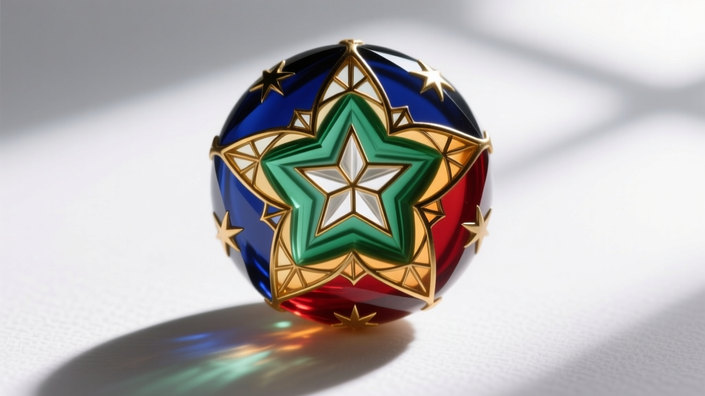 Cross-section of a 16th-century Venetian chevron rosetta bead revealing seven distinct concentric glass layers and star points