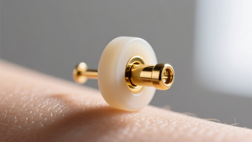 Macro photo of a 12mm flat silicone earring back securing a thick 14-gauge gold post, showing the wide surface area against the skin