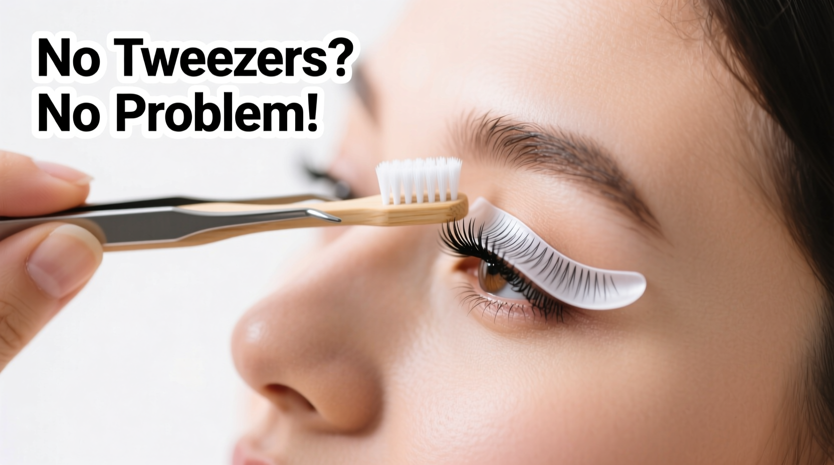 how to apply false eyelashes without tweezers beginner hack