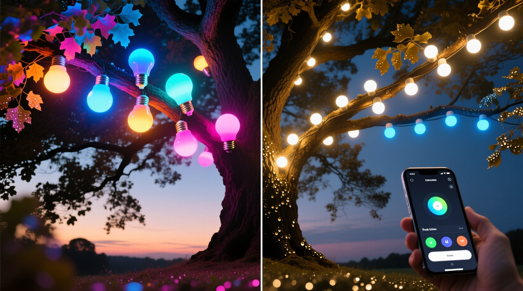 color changing smart bulbs vs fixed color sets for tree lighting