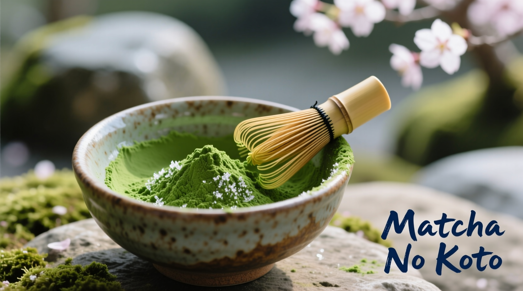Close-up of vibrant green matcha powder in traditional bowl